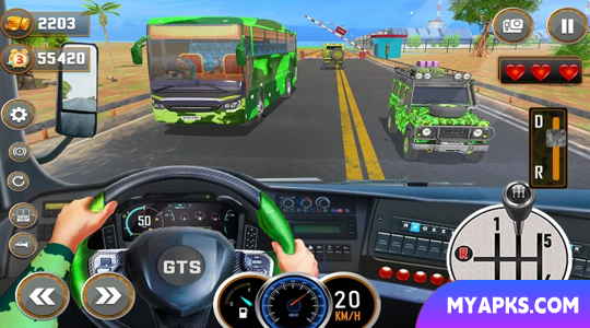 Jogos de condução de ônibus do exército 3D