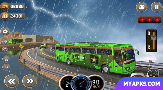 Jogos de condução de ônibus do exército 3D