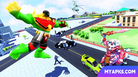 Incredible Green Monster Superhero City Battle