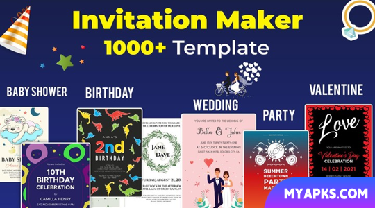 Invitation Maker - Crie e publique cartões de felicitações e convites para festas