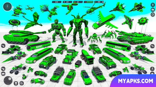 Jogo de transformação de robô de tanque do exército