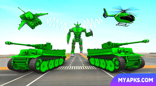 Jogo de transformação de robô de tanque do exército