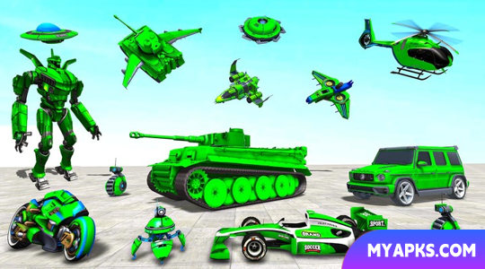 Jogo de transformação de robô de tanque do exército