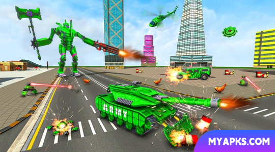 Jogo de transformação de robô de tanque do exército