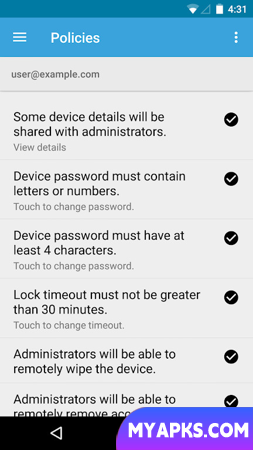 Política de dispositivos do Google Apps