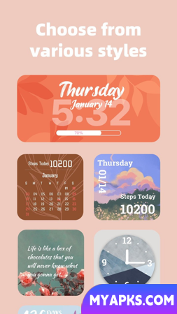 Variedade de widgets - widgets de imagem, widgets de calendário, widgets de contagem regressiva, widgets de iOS