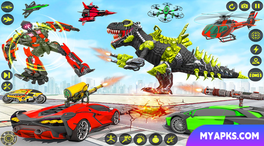 Dino Robot Car Transform Games