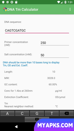 Calculadora de Tm de DNA