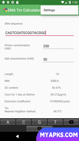 Calculadora de Tm de DNA