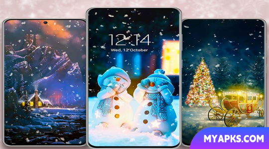 Papel de parede animado com neve caindo