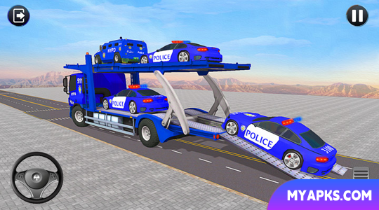Grande caminhão de transporte policial
