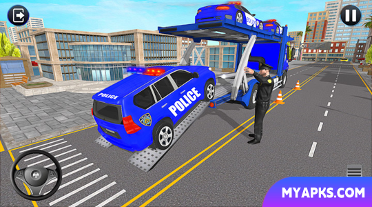 Grande caminhão de transporte policial