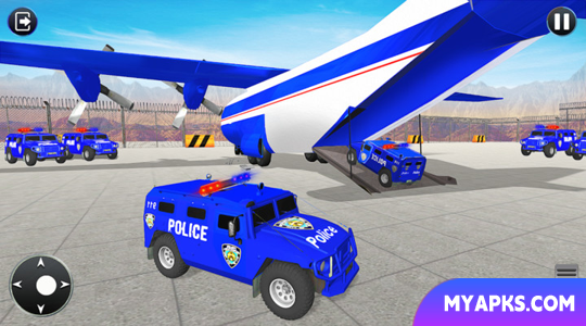 Grande caminhão de transporte policial