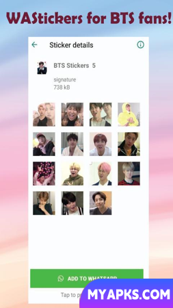 Mais de 1000 adesivos BTS WAStickers