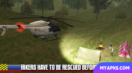 Simulação de vôo de resgate de helicóptero