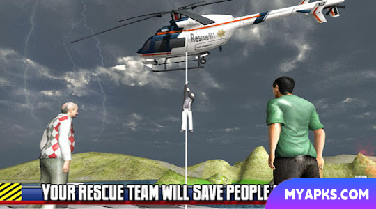Simulação de vôo de resgate de helicóptero