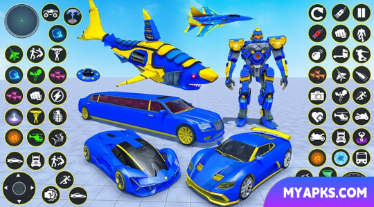 Jogos de carros de robôs de tubarão - jogos de bicicletas de robôs