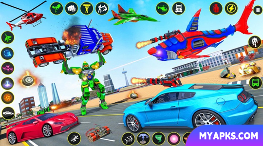 Jogos de carros de robôs de tubarão - jogos de bicicletas de robôs