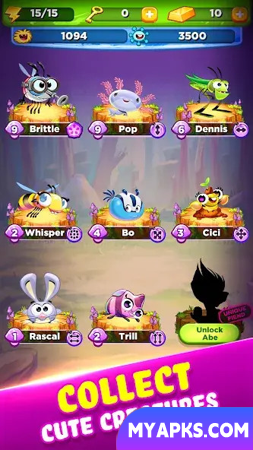Cute Little Monster - Jogo de quebra-cabeça de combinar 3