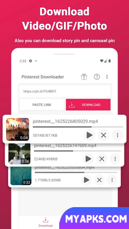 Downloader de vídeo e GIF do Pinterest
