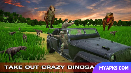 Fuga de tiro ao dinossauro selvagem