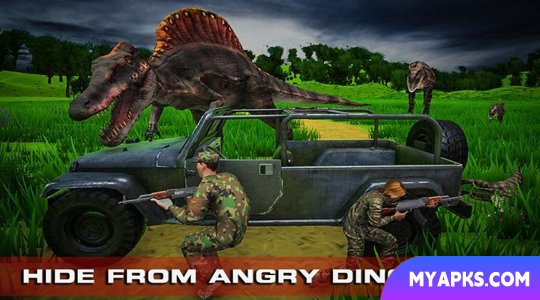 Fuga de tiro ao dinossauro selvagem