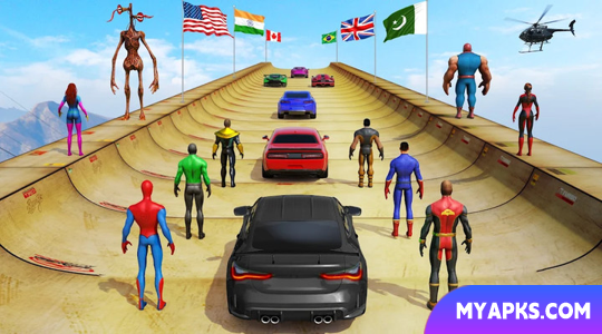 Mega rampa de super-heróis: jogos de carros