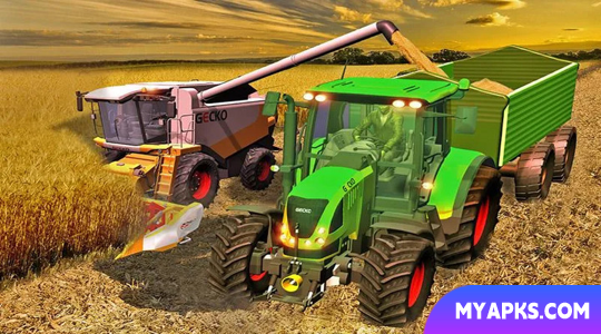 Colheitadeira de jogos de agricultura de trator