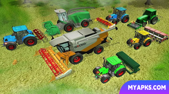 Colheitadeira de jogos de agricultura de trator
