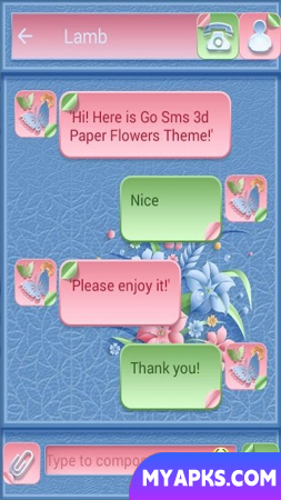 GO SMS PRO THEME 3D PAPER FLOWERS BUTTERFLIES