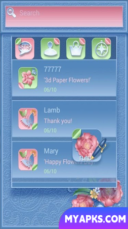 GO SMS PRO THEME 3D PAPER FLOWERS BUTTERFLIES