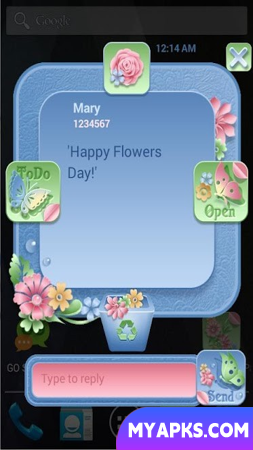 GO SMS PRO THEME 3D PAPER FLOWERS BUTTERFLIES