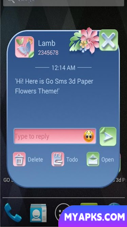 GO SMS PRO THEME 3D PAPER FLOWERS BUTTERFLIES