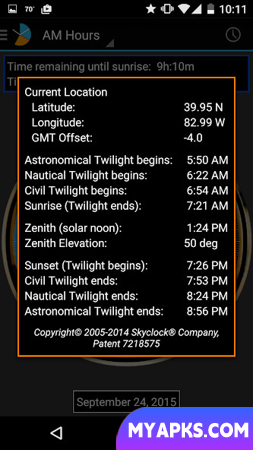 Skyclock - The sunrise/sunset